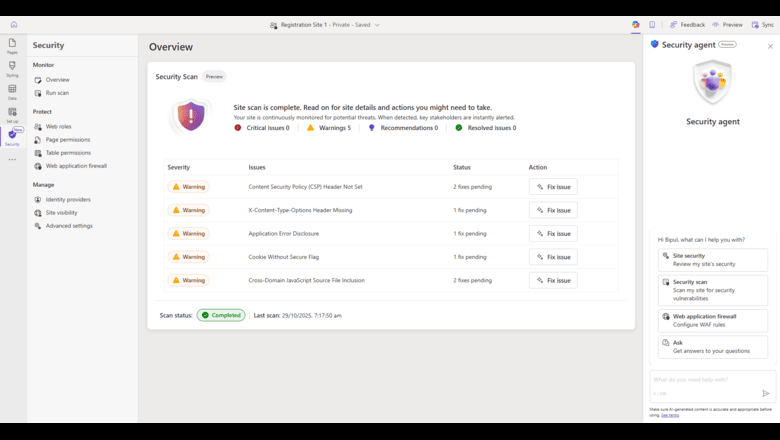Security Workspace with the Security Agent chat panel open on the right Security Workspace with the Security Agent chat panel open on the right