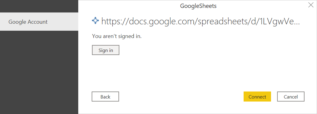 Sign in to Google Sheets.