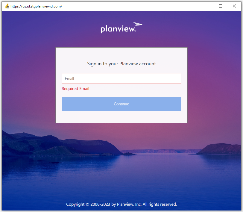 Screenshot of the sign in screen to Planview OKR.