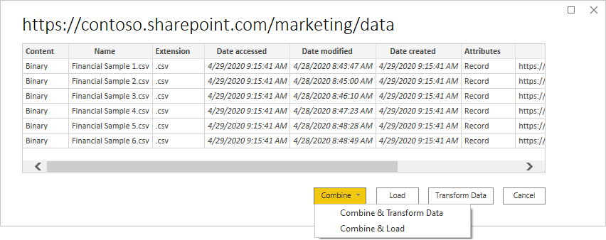 Combine files from SharePoint folder.