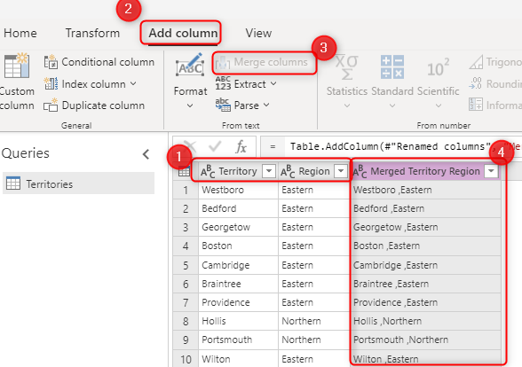 Merging columns to create a concatenated unique column.