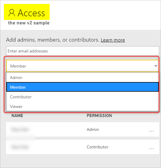 Workspace access settings.