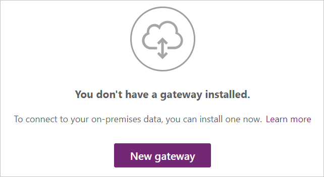 Image showing the new gateway button in Power Apps.