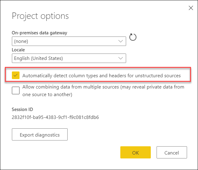 Automatically detect data type option in project options.