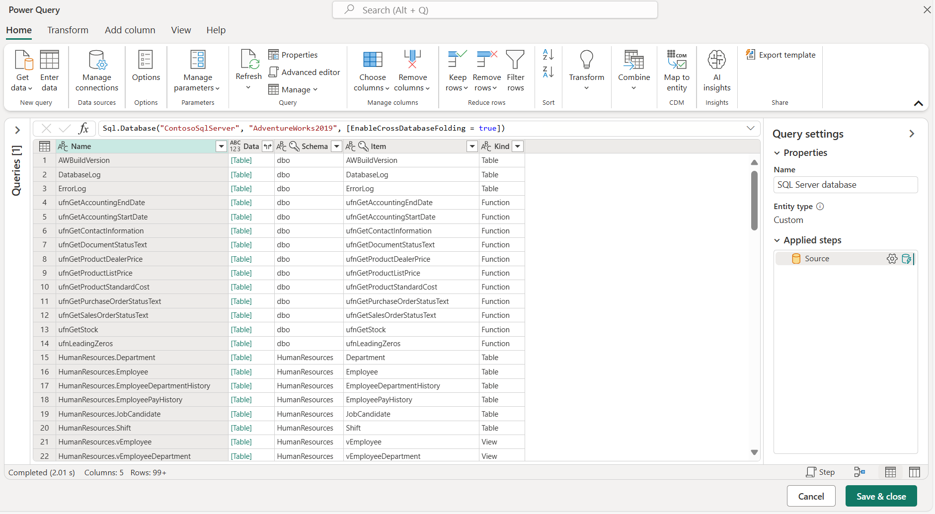 Query with only the source step.