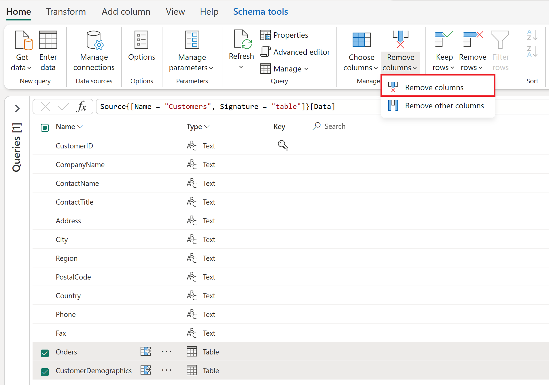 Power Query Delete All Columns Except