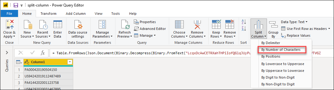 Split columns by number of characters Power Query Microsoft Learn