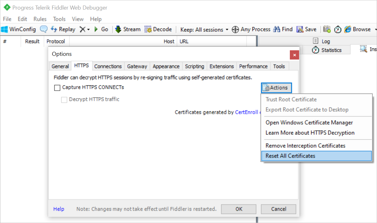 Image showing how to reset all certificates and return your system to its original configuration.
