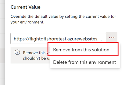 Screenshot showing the Remove from this solution button.