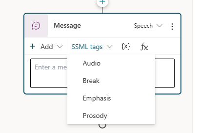 Screenshot of SSML tags in a speech message.