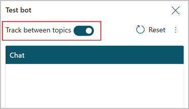 Switch the track between topics toggle at the top of the test bot pan.