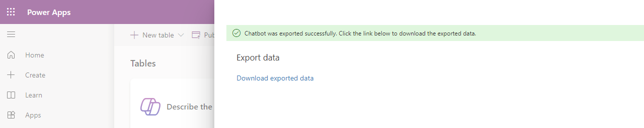 Download exported data.