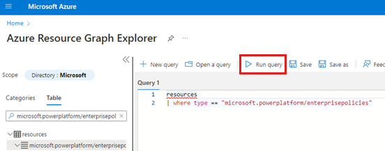 Run query from Azure Resource Graph Explorer