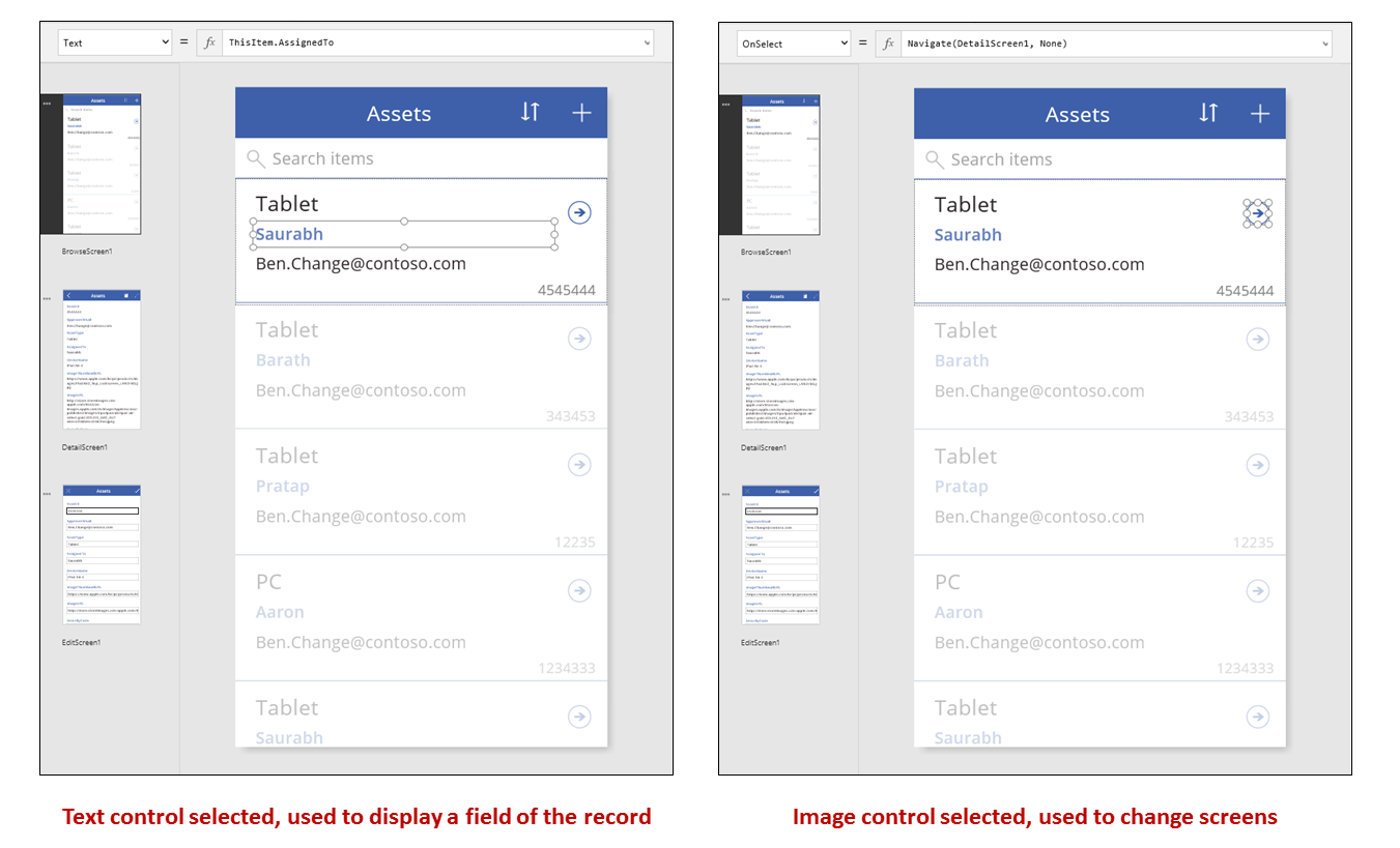 Browse screen controls.