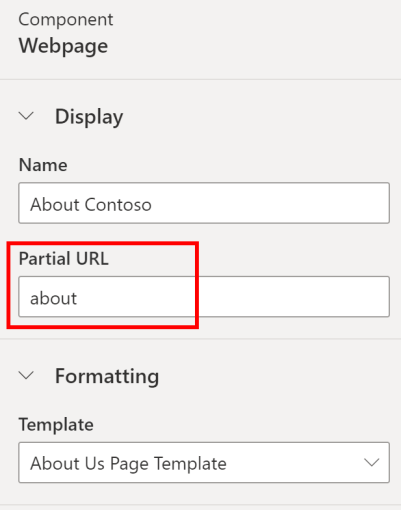 Use about in the Partial URL.