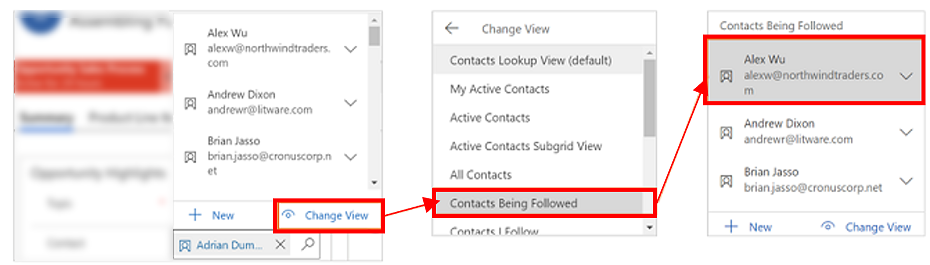 Change view contacts types.