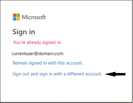 Sign out and sign in with a different account