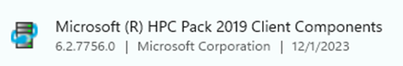 Client component in Installed Apps section of the client machine