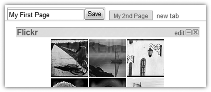 When a user clicks on the My First Page tab, it switches to Edit Mode and allows the user to change the tab title