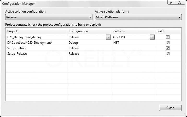 Disabling the deployment project for Debug builds