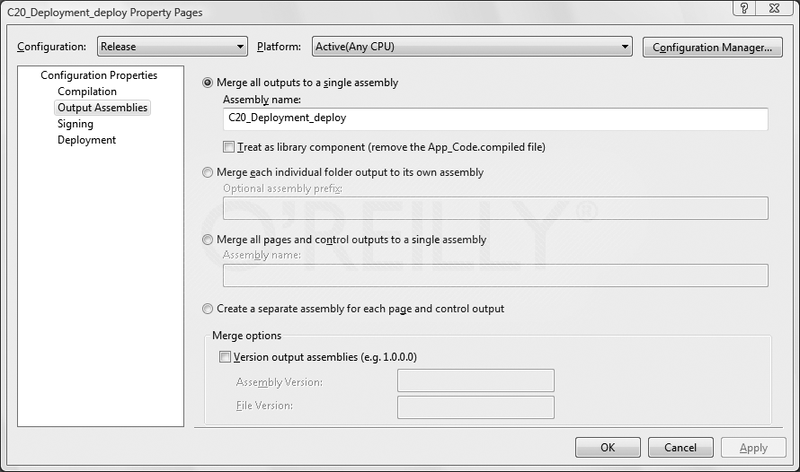 The Output Assemblies dialog for Web Deployment Projects
