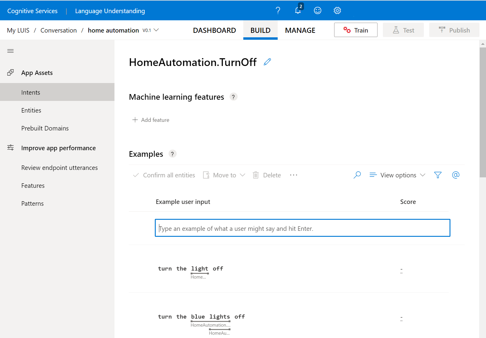 Screenshot of HomeAutomation.TurnOff intent Screenshot of HomeAutomation.TurnOff intent