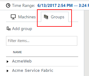 Screenshot that shows the Groups tab.