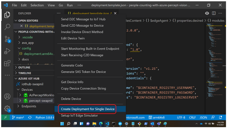 Create Deployment for Single Device