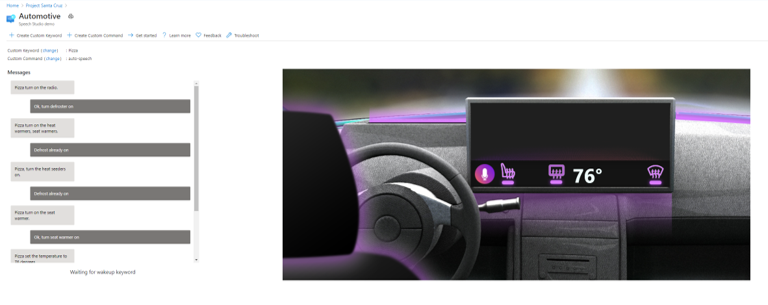 Screenshot of automotive demo window.
