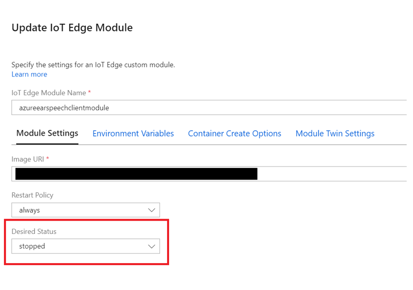 Screenshot that shows the Module Settings configuration screen.