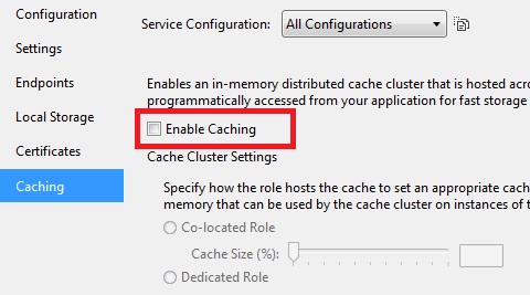 Disable Colocated Role Cache Setting