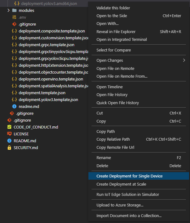 Screenshot of Create Deployment for Single Device
