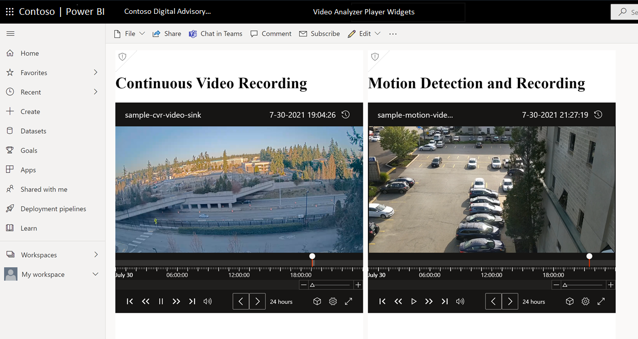 Screenshot of two video player widgets added as an example.