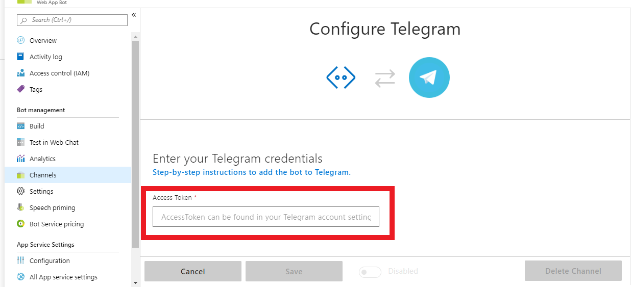 Telegram access token