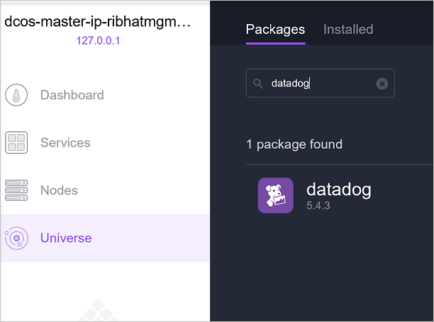 Datadog package within the DC/OS Universe