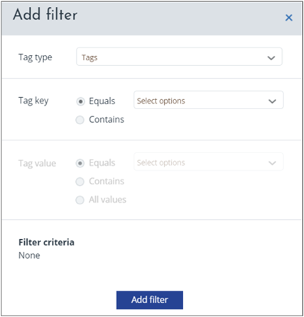 Add filter box showing options and conditions to filter by
