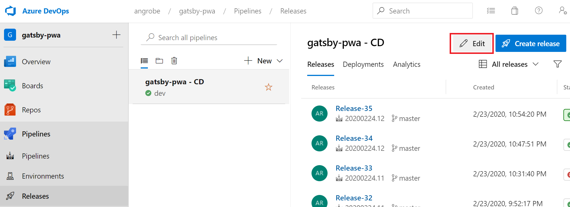 Edit the Release Pipeline