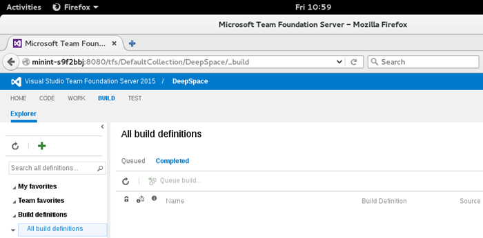 Build pipeline page screen