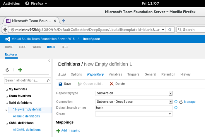 Subversion repo added successfully screen