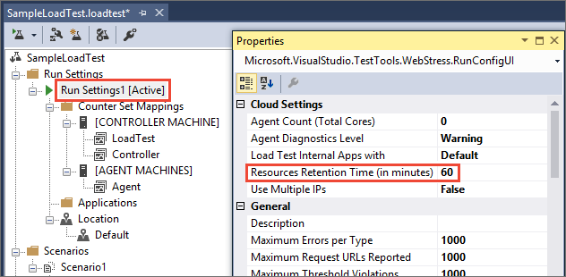 Specify resource retention time in Visual Studio 2017 and Visual Studio 2015 Update 3 and higher