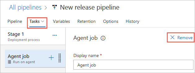 A screenshot showing how to remove the agent job