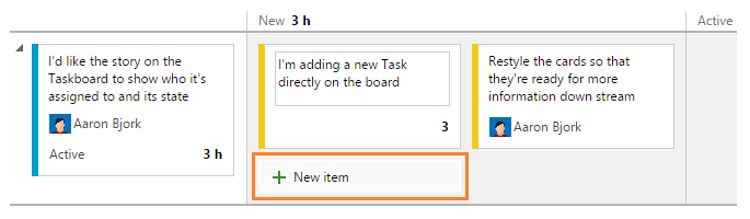Taskboard: Adding new item