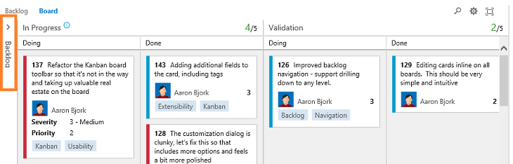 Collapsing the first column on the Kanban board