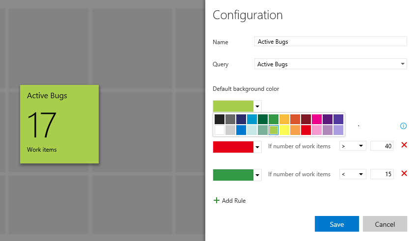 Selecting rules and colors for Query Tiles