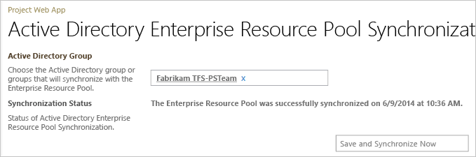 ALM_PWA_ActivateSyncGroup Active Directory Enterprise Resource Pool
