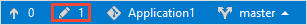 Location of the changes button on the Visual Studio status bar