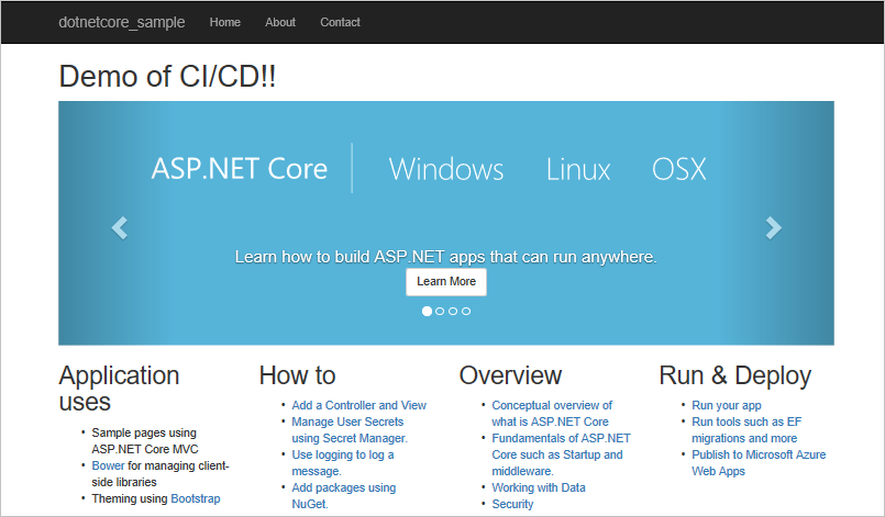 Screenshot showing ASP.NET Core web app