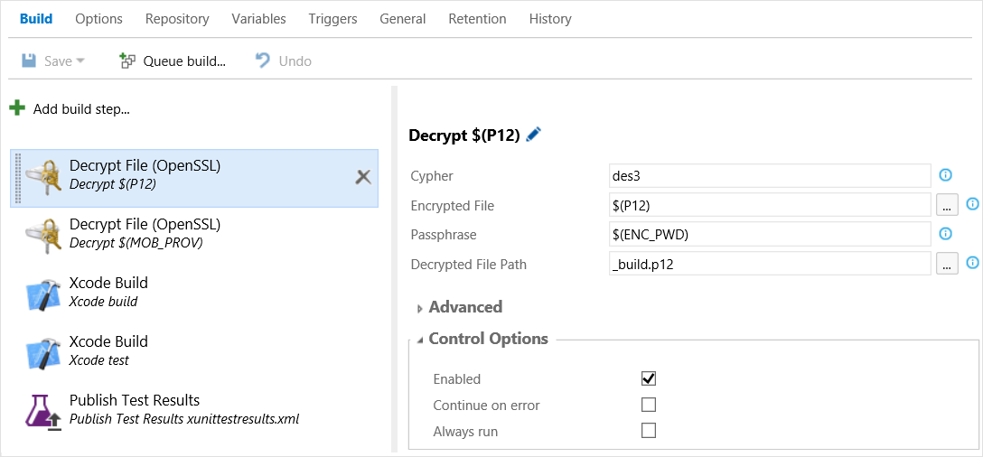Decrypt File settings