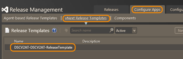 Release template created from a release definition