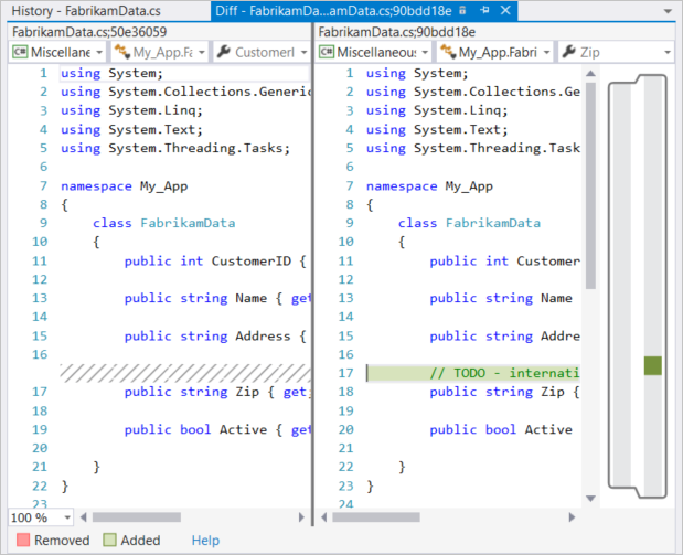 View diff changes in Visual Studio